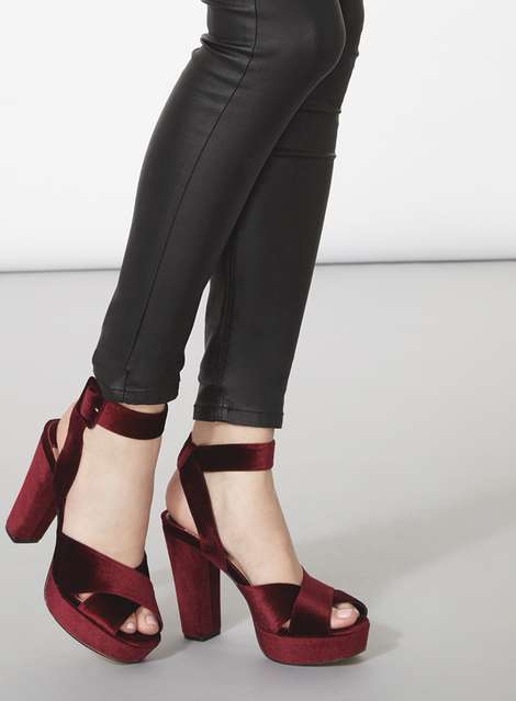 'Ruby' Burgundy Velvet Sandals